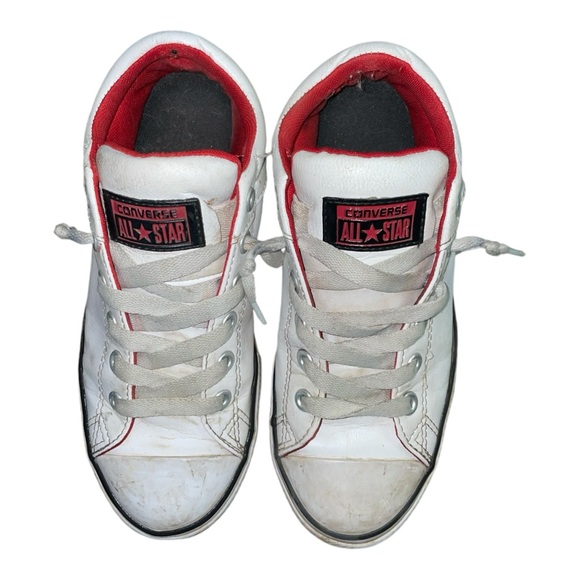 Kids White Converse Synthetic Leather Slip on No Tie Shoes Youth Size 5 - Picture 9 of 11